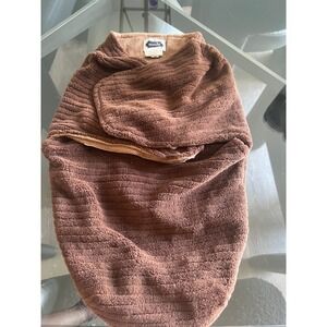 Mud Pie Baby Blanket Swaddle Wrap Brown Plush‎ Cozy Velcro 0-3 Months